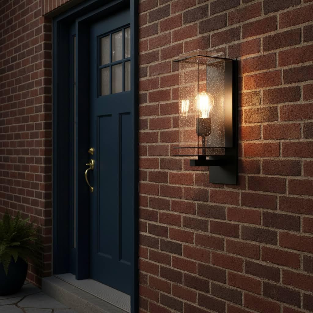 Creation Nova Lucerna Outdoor Wall Sconce, Black, Frosted Glass, Modern, Energy-Saving LED