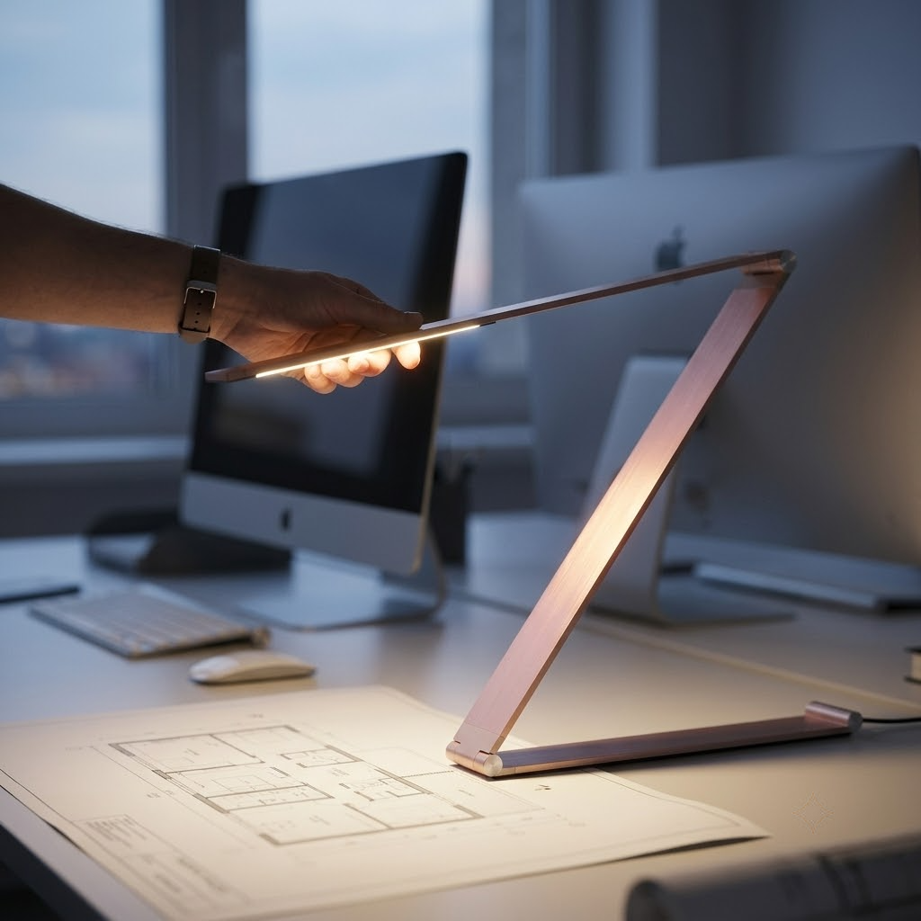 Lampe de bureau à DEL géométrique moderne Artemis - Métal brossé