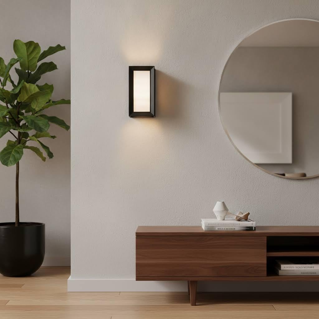 Creation Nova Modern Black Square Wall Sconce, LED, Indoor/Outdoor