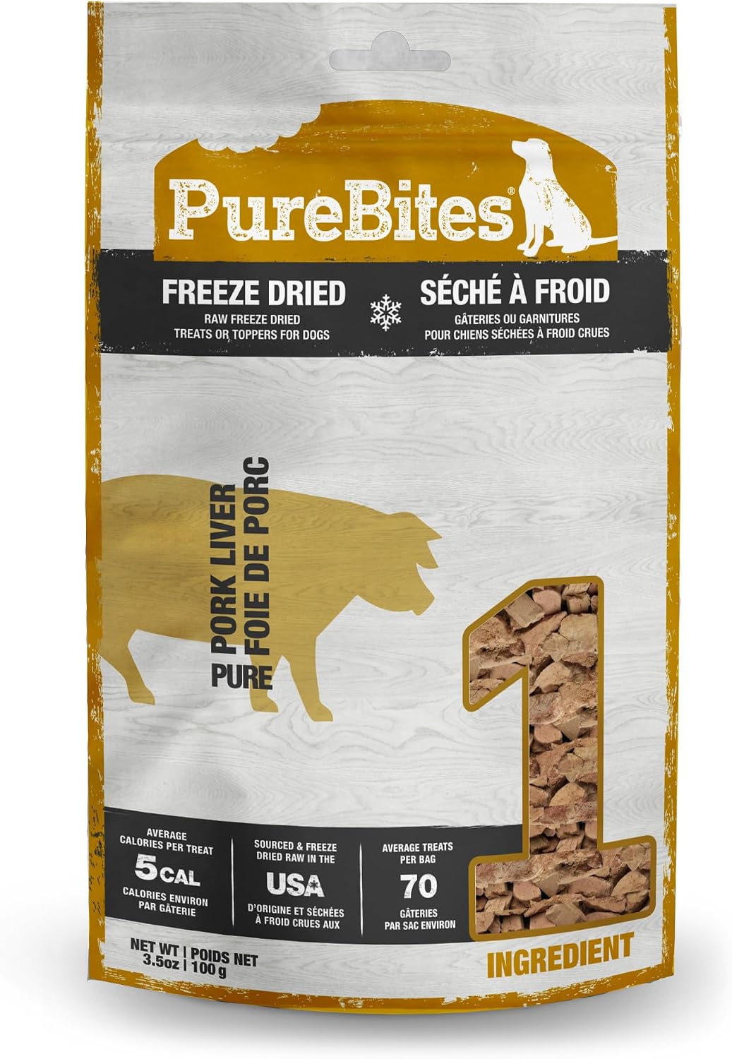 PureBites Friandises lyophilisées pour chiens au foie de porc 100g