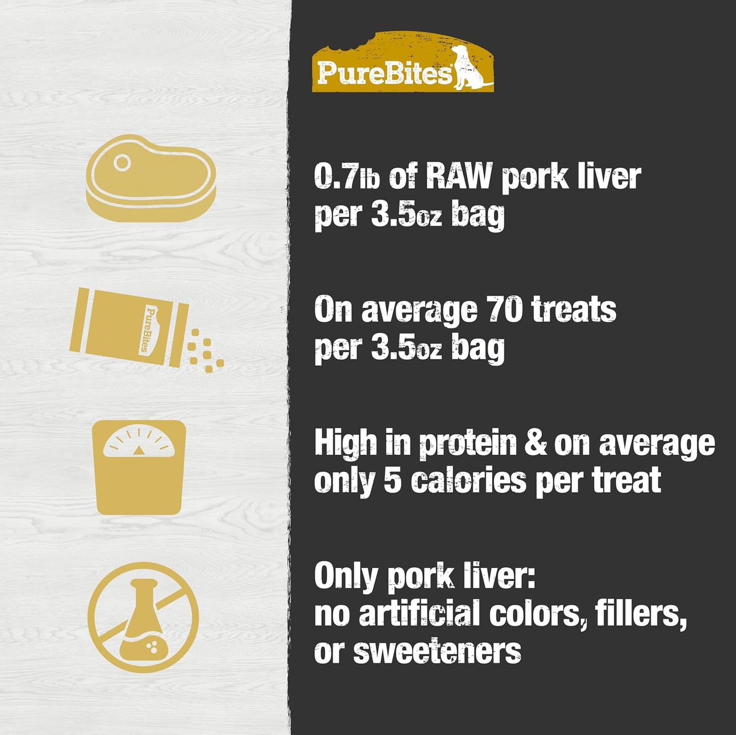 PureBites Friandises lyophilisées pour chiens au foie de porc 100g
