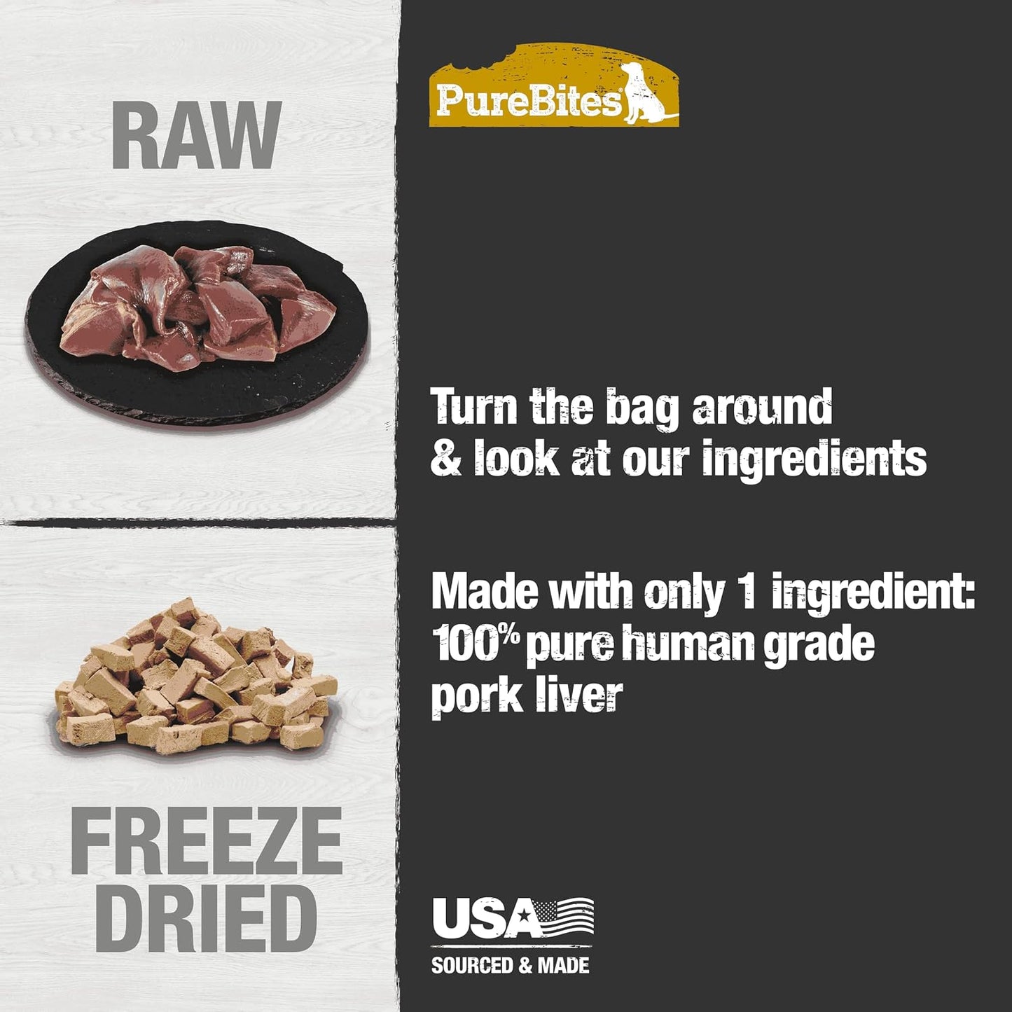 PureBites Friandises lyophilisées pour chiens au foie de porc 100g