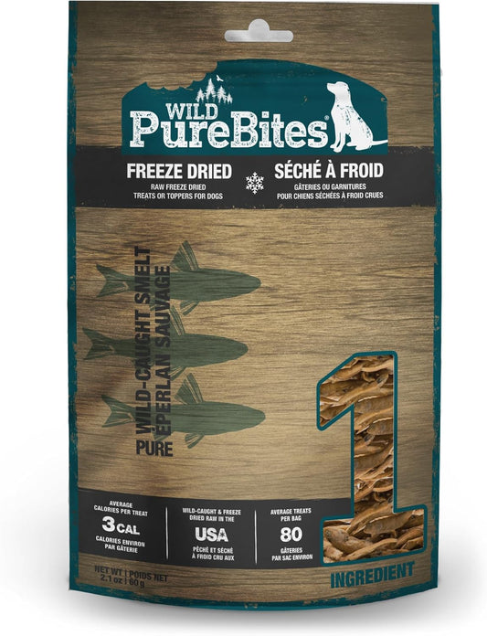 Gâteries au Capelan Sauvage Lyophilisé PureBites pour Chiens 2.1oz (60g)