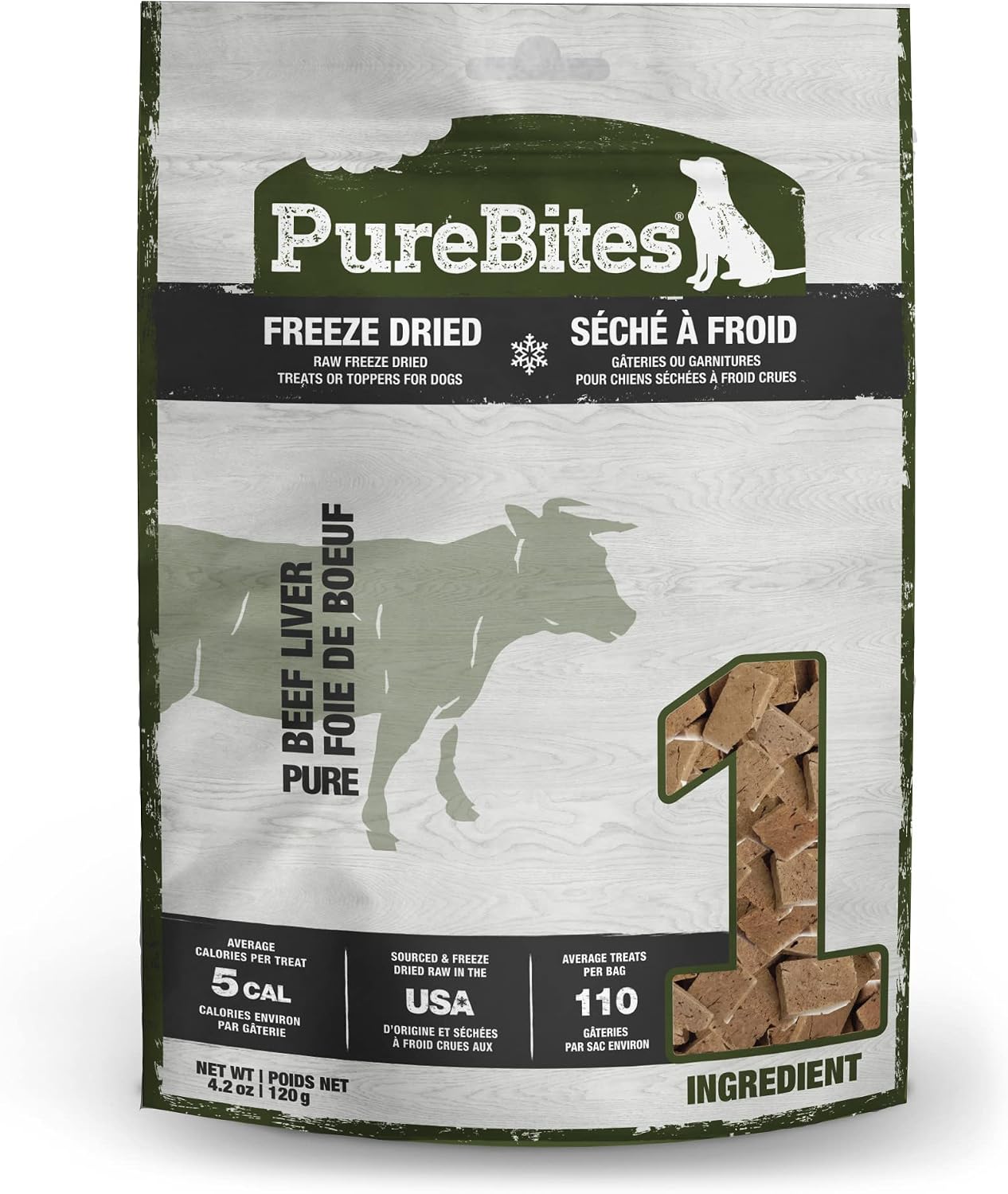 PureBites Foie de bœuf pour chiens, 4,2 oz / 120 g – Taille moyenne