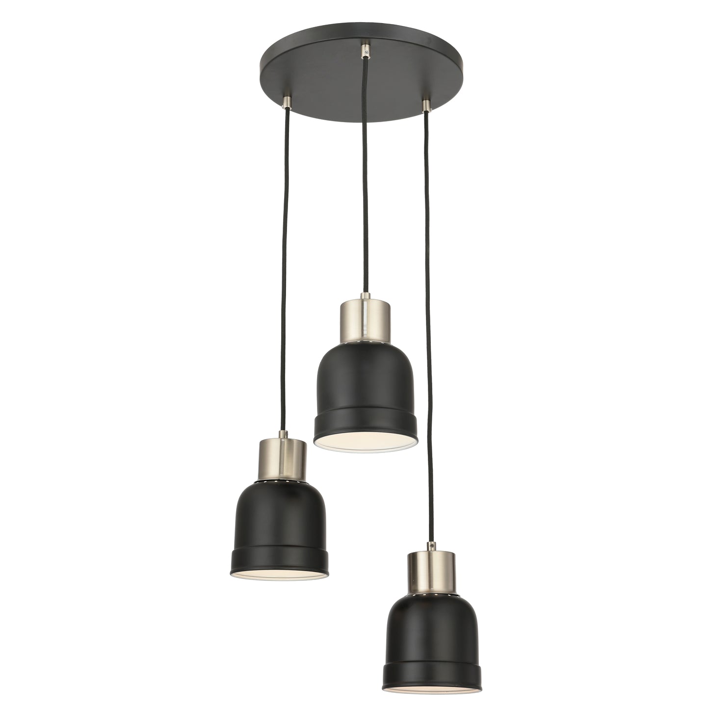 CREATION NOVA Suspension Miska Noire Mat Moderne - Lustre Cage Industriel à 3 Lumières