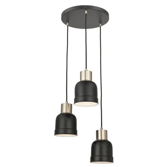 CREATION NOVA Suspension Miska Noire Mat Moderne - Lustre Cage Industriel à 3 Lumières