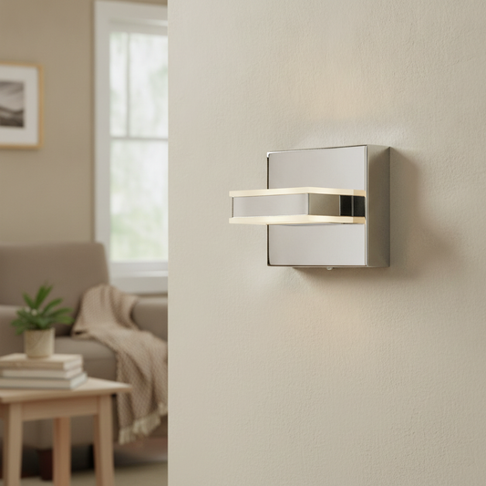 Applique murale LED chromée moderne - Lumière d'appoint intérieure élégante vers le haut et vers le bas