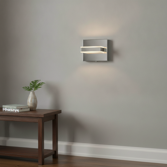 Applique murale LED chromée moderne - Lumière d'appoint intérieure élégante vers le haut et vers le bas
