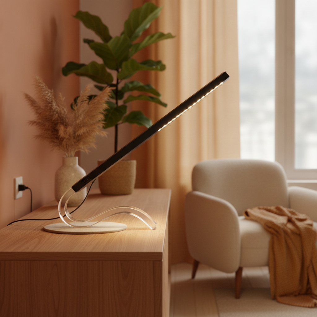 CREATION NOVA Lampe de Table LED Designer Noir Mat Portable - Lumière de Salon Sans Fil