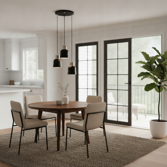 CREATION NOVA Suspension Miska Noire Mat Moderne - Lustre Cage Industriel à 3 Lumières