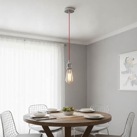 CREATION NOVA Suspension moderne Sokkel - Cordon rouge vif, support chromé