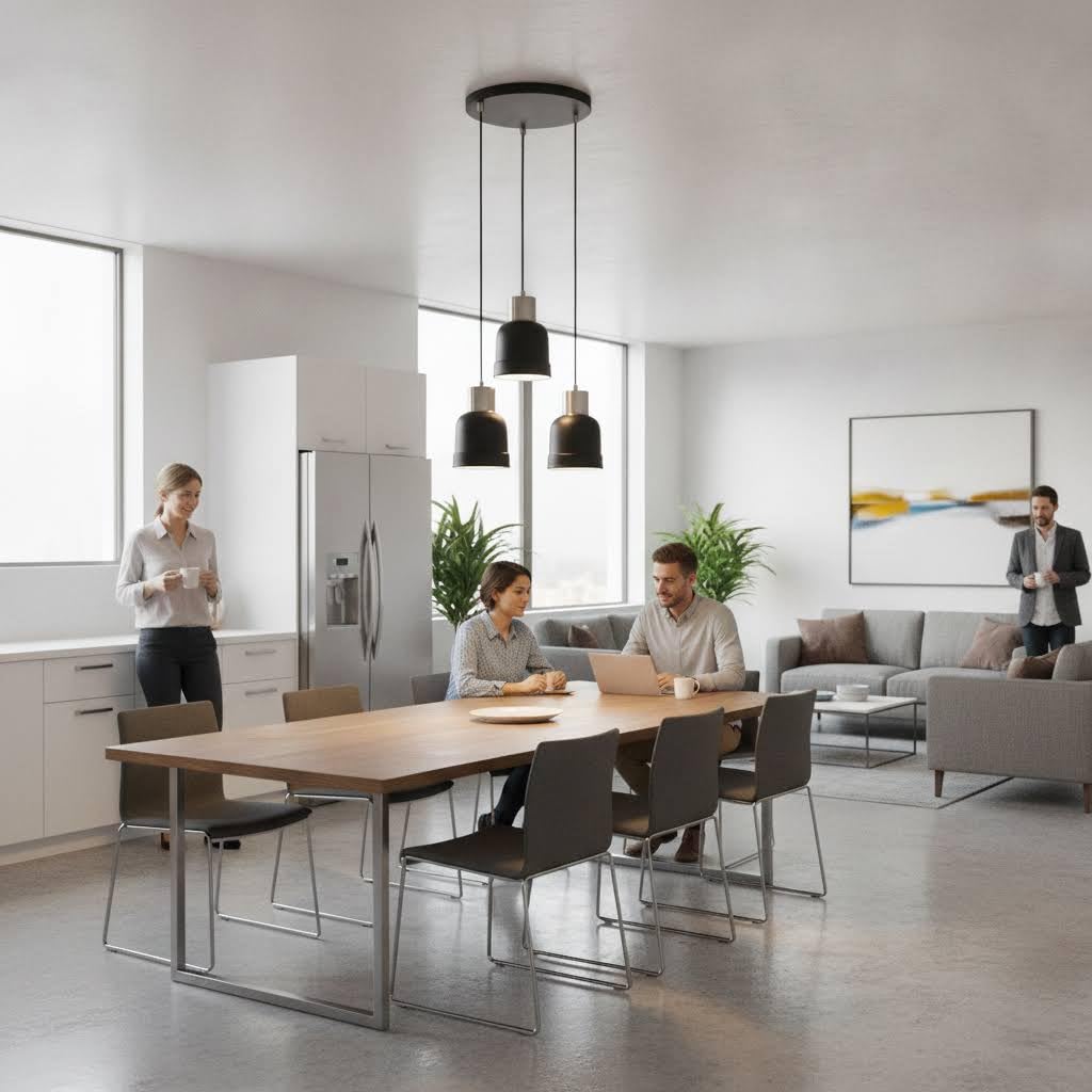 Creation Nova Miska 3-Light Pendant Chandelier, Matte Black, Industrial Style, Indoor Ceiling Light Fixture