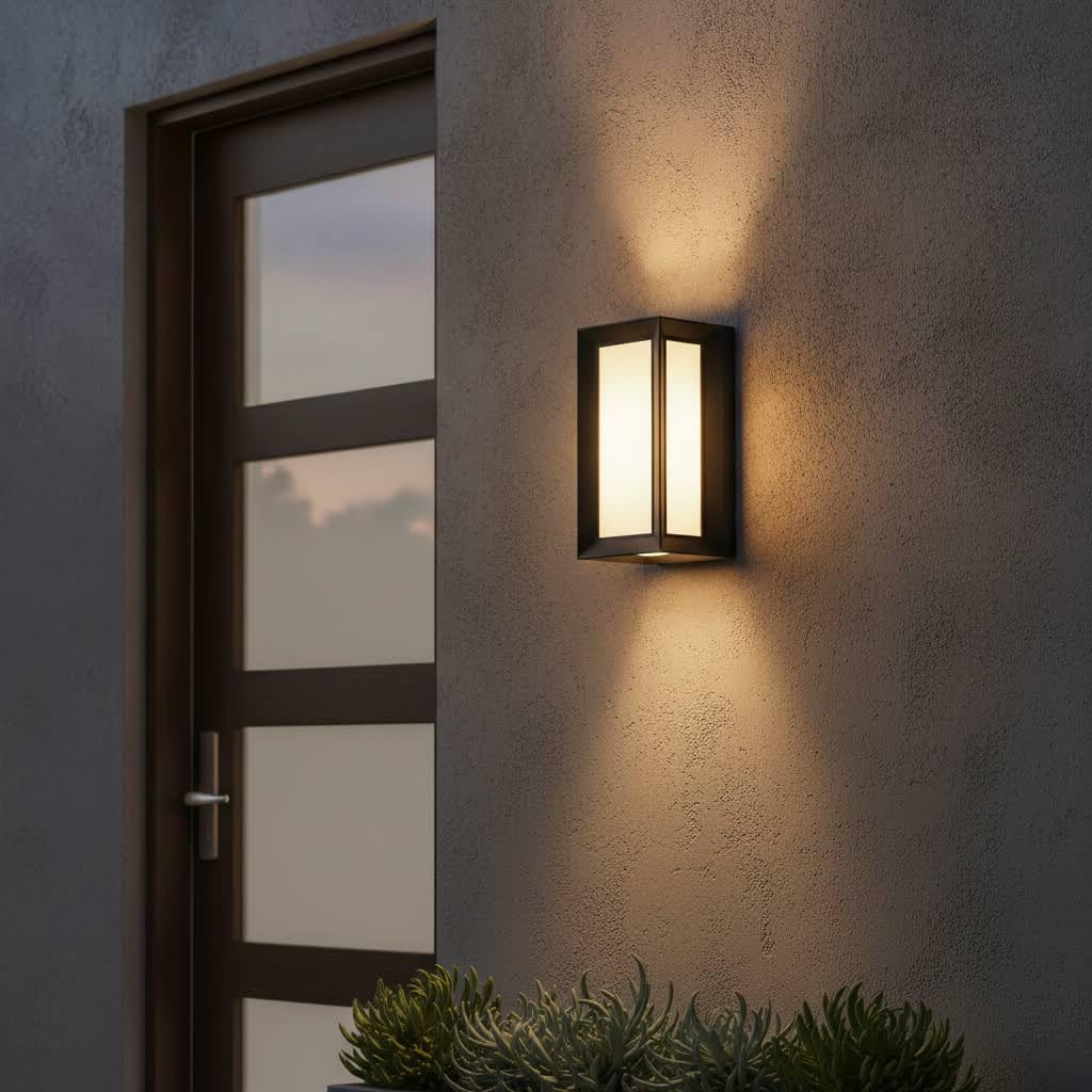 Creation Nova Modern Black Square Wall Sconce, LED, Indoor/Outdoor