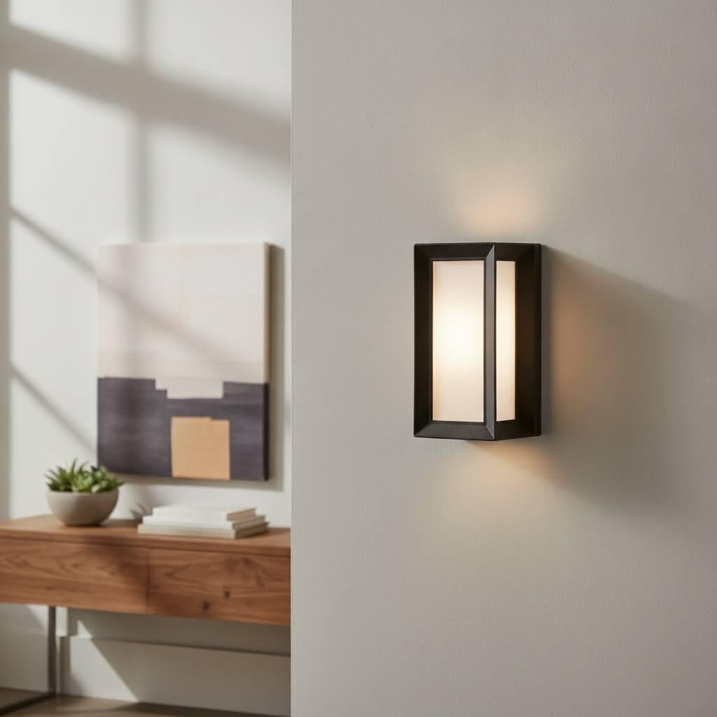 Creation Nova Modern Black Square Wall Sconce, LED, Indoor/Outdoor